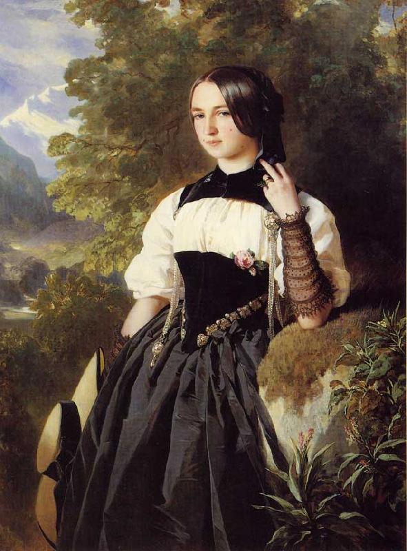 Franz Xaver Winterhalter A Swiss Girl from Interlaken oil painting image